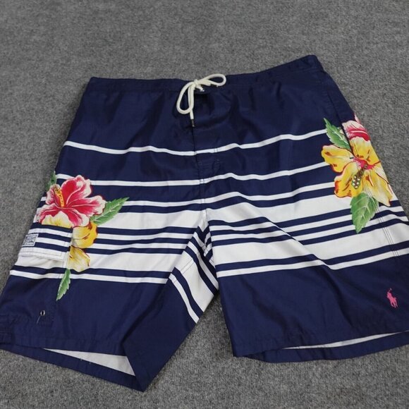 Polo Ralph Lauren Swim Shorts 2XB Blue Drawstring Stretch Waist Linerless - Picture 1 of 13